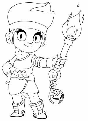 Раскраска Амбер с факелом