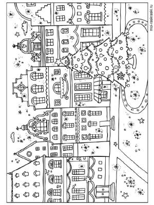 Раскраски Раскраска Зимний городок город