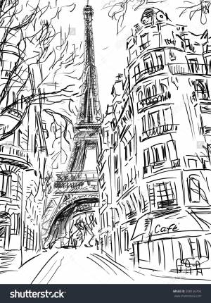 Street in paris -sketch illustration