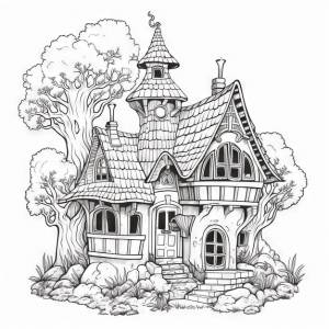 Простой дизайн для книжки-раскраски волшебного дома с хрустящей корочкой