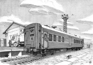 Иллюстрация Багажный вагон в стиле 2d, графика