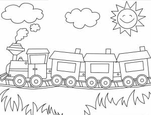 Паровозик с вагонами раскраска