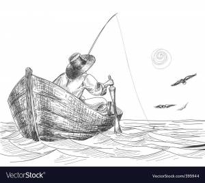 Рисунок рыбаки в море