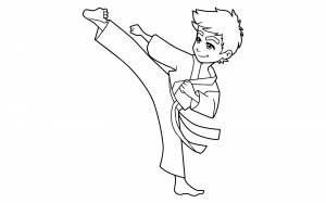 Download Karate Kick Boy Line Art