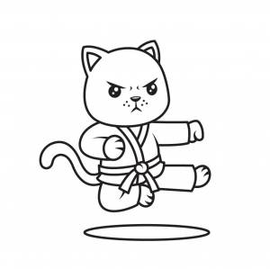 Раскраска Кошка каратэ Royalty Free Stock SVG Vector and Clip Art