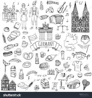 Hand Drawn Doodle Set Germany Icons