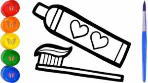 Как нарисовать ЗУБНУЮ ПАСТУ И ЩЕТКУ