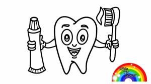 Зубная Паста и Зубная Щетка, Детские Раскраски с Цветными Маркерами