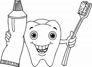 Раскраски Зубная щетка и паста для детей