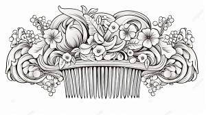расческа для волос книжка раскраска для взрослых антистрессовые раскраски нарисованный вручную вектор изолирован, гребень, расческа, щетка для волос фон картинки и Фото для й загрузки