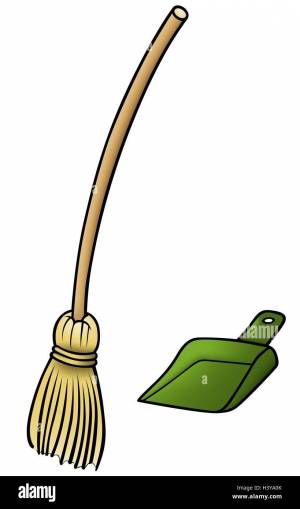 Веник раскраска для детей