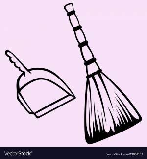 Веник раскраска для детей