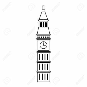 Big Ben Icon Over White Background, Vector Illustration Клипарты, SVG, векторы, и Набор Иллюстраций Без Оплаты Отчислений