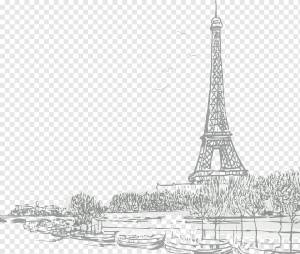 Эйфелева башня, Сена Сакре-Кер, Парижский рисунок, Эйфелева башня, фотография, монохромный, франция png