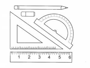 Раскраски Раскраска Карандаш ластик и линейки 