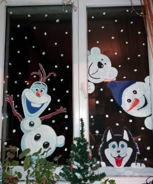 Рисунки на зеркале гуашью