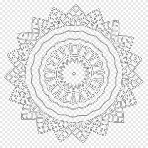 Книжка-раскраска Mandala Line art, разнообразные цветочные узоры, белый, текстиль png