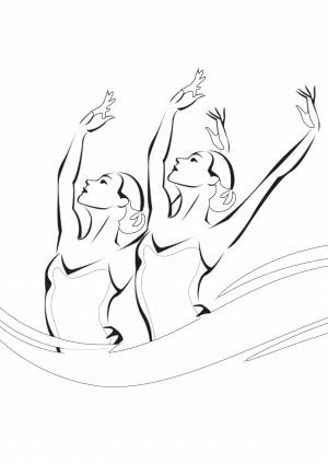 Раскраска синхронное плавание