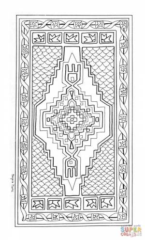 Раскраска Вытиеватые узоры турецкого ковра