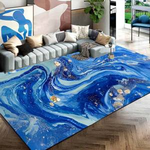 Ковер с абстрактным голубым океанским узором, ковер с 3D-принтом, геометрический рисунок, игровой коврик с мультяшным принтом, художественный домашний декор
