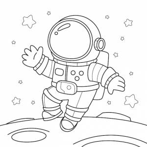 Иллюстрация книжки-раскраски космонавта