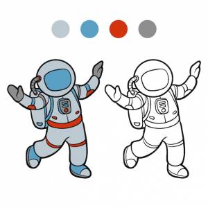Книжка-раскраска для детей, космонавт