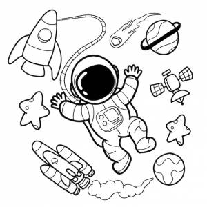Симпатичные космонавты и космические элементы руки рисунки