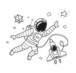 Ручной рисунок космонавта