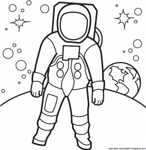 Космонавт рисунок для детей простой