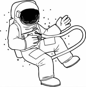 Раскраска Космонавт в открытом космосе
