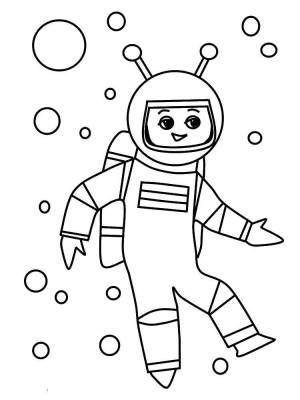 Раскраски Раскраска Космонавт в открытом космосе День космонавтики детские