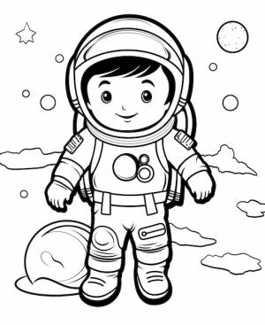 Детская раскраска-космонавт на луне для детей