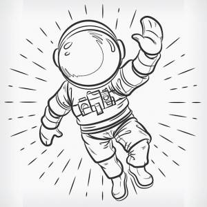 Doodle плавающий космонавт простой рисунок эскиза