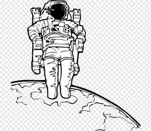 Астронавт Космическое пространство Черно-белый рисунок, с космонавта, белый, рука, монохромный png