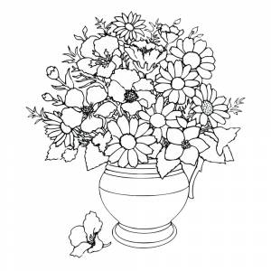 Раскраска Ваза с букетом цветов