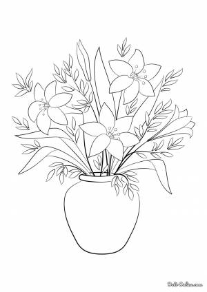 Раскраска Красивая ваза с цветами