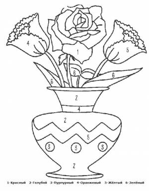 Раскраски Ваза, Раскраска Ваза с цветами цветы