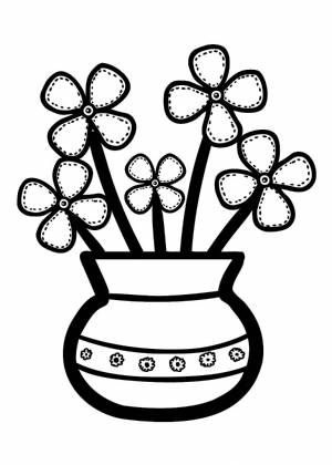 Раскраска ваза с цветами ,   рисовать онлайн