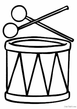 Раскраски Раскраска Барабан и палочки барабан, Download print coloring page