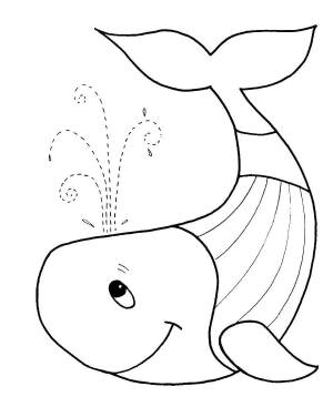 Раскраски Раскраска Кит пускает фонтанчик Раскраски для малышей