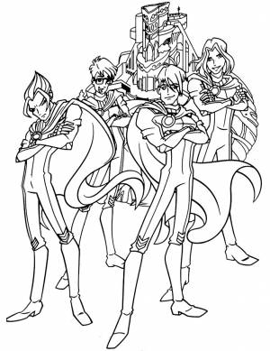 Распечатать раскраску с друзьями фей Winx