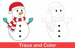 Раскраска снеговик в шапке и шарфе