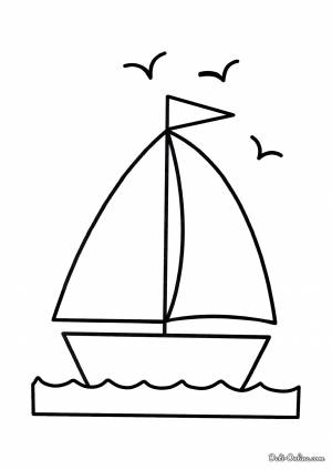 Раскраска Лодка плывёт по волнам