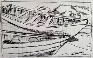 Лодка рисунок карандашом
