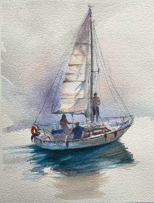 Акварельный рисунок «Парусник» в интернет-магазине Ярмарка Мастеров по цене 850 ₽