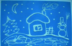 Зимняя сказка с использованием нетрадиционной техники рисование солью