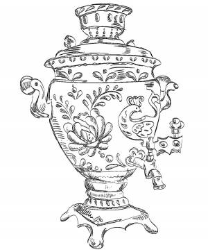 Раскраски самовар, Раскраска Красивый самовар