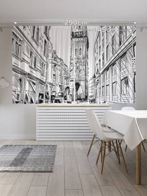 Шторы JoyArty с фотопечатью Графическая улица из сатена, 290х180 см