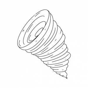 Торнадо в ручном стиле каракули векторная иллюстрация изолирована на белой странице раскраски