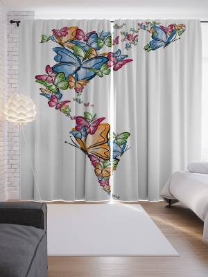 Шторы JoyArty с фотопечатью Раскраска с бабочками из сатена, 290х265 см